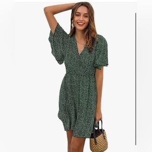 romwe green and white dress